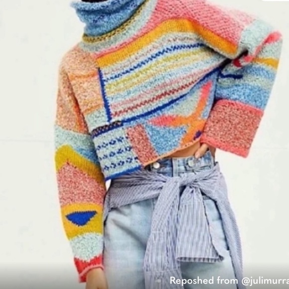 Sincerely Jules Multicolor Cowl Neck Sweater Sincerly Jules Size: S $98 Retail - Picture 1 of 4